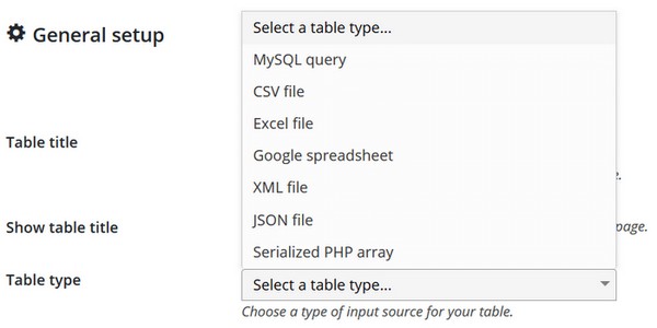 wpDataTables Data Input Sources wpDataTables: A Powerful WordPress Table and Charts Manager Plugin