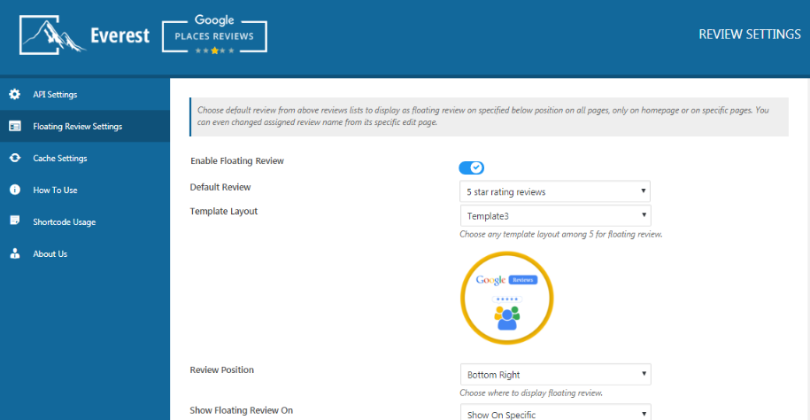 Everest Google Places Reviews Plugin