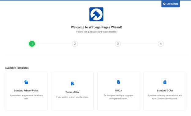WP Legal Pages wizard