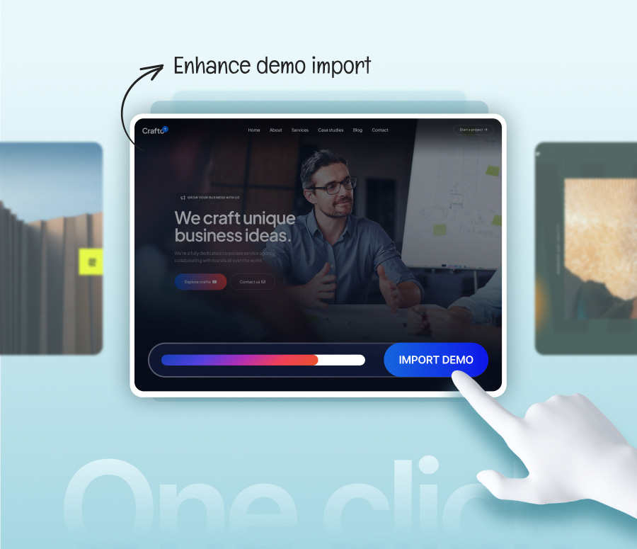 crafto wordpress import demo content in one click