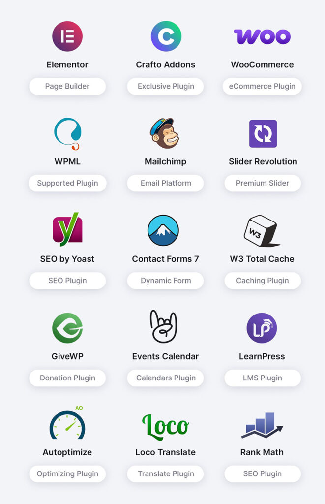plugins for the crafto theme